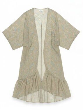 PEACH LOVE CALIFORNIA Kimono BEIGE PAISLEY Semi-Sheer Size LARGE